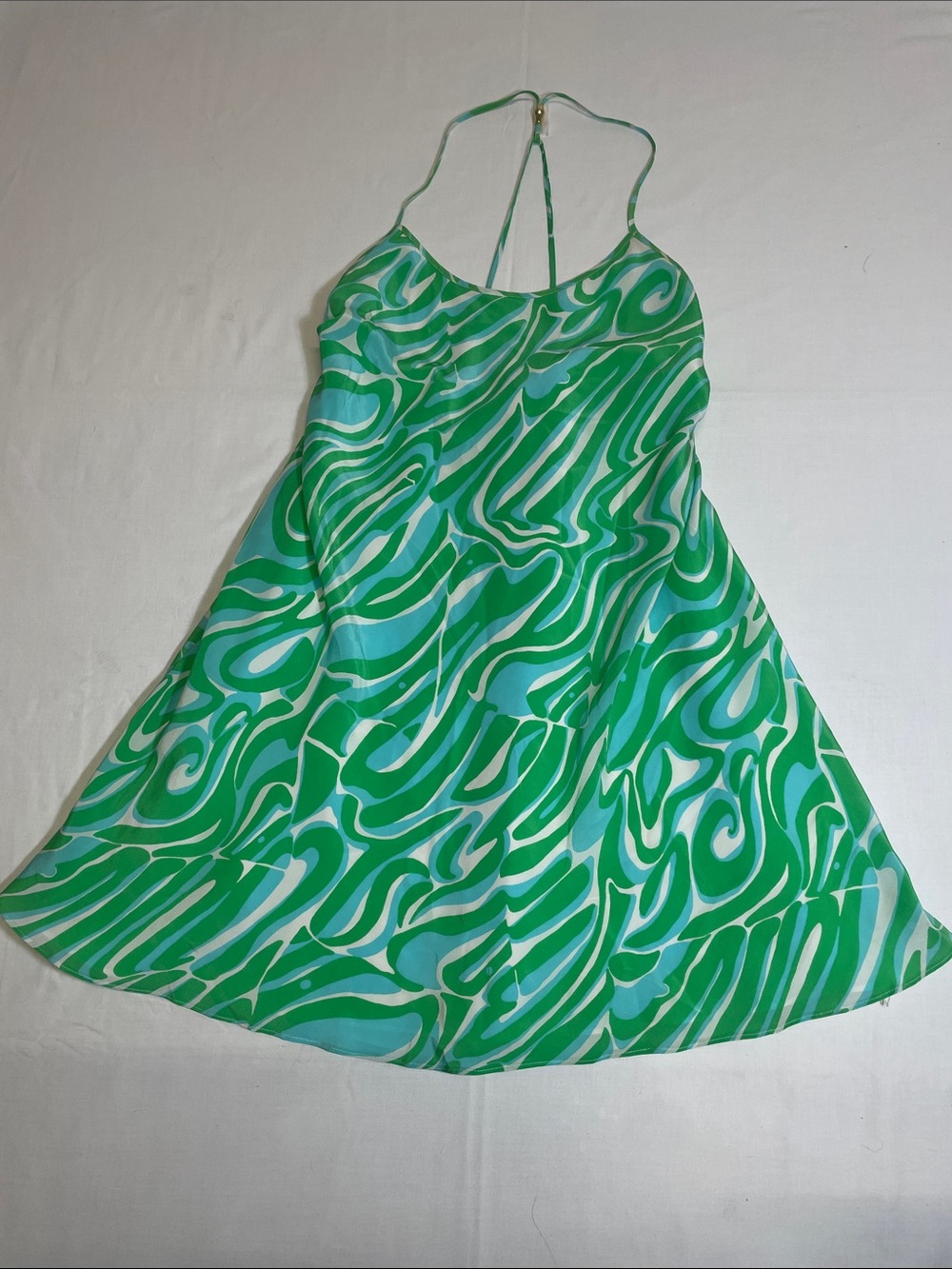 Vintage Lilly Pulitzer  Swirl Slip Dress silky flowy gold hardware resort S